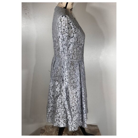 Erdem Fit and Flare Long Sleeve Lace Dress, Light Blue, Size US 10, UK 14 - Picture 3 of 6